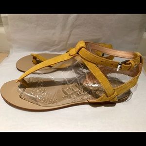 Sole Society Yellow Suede Flat Sandal - Size 9